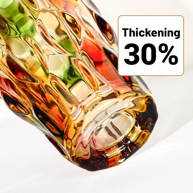 CEMABT 9.5inch 3.4 lb Glass Vases for Flowers Unbreakable Thickened Morden vase for Tables Centerpieces,Colorful,Vintage and Clear Rose Large Flower vases for Bouquet Unique Gifts（Rosa Colorful）