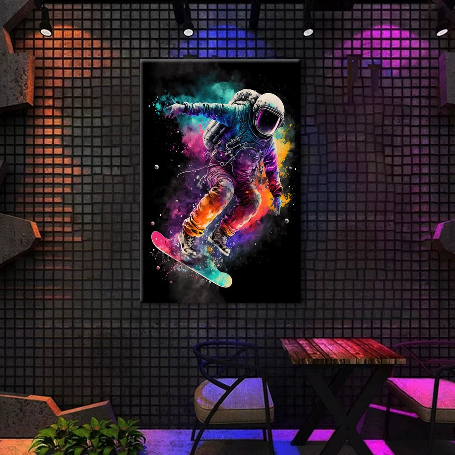 Framed Astronaut Wall Art Space Pop Culture Graffiti Street Art Painting Pictures Wall Decor Canvas Prints Modern Gifts For Man Artwork Space Boys Room Home Decor For Bedroom Living Room Office