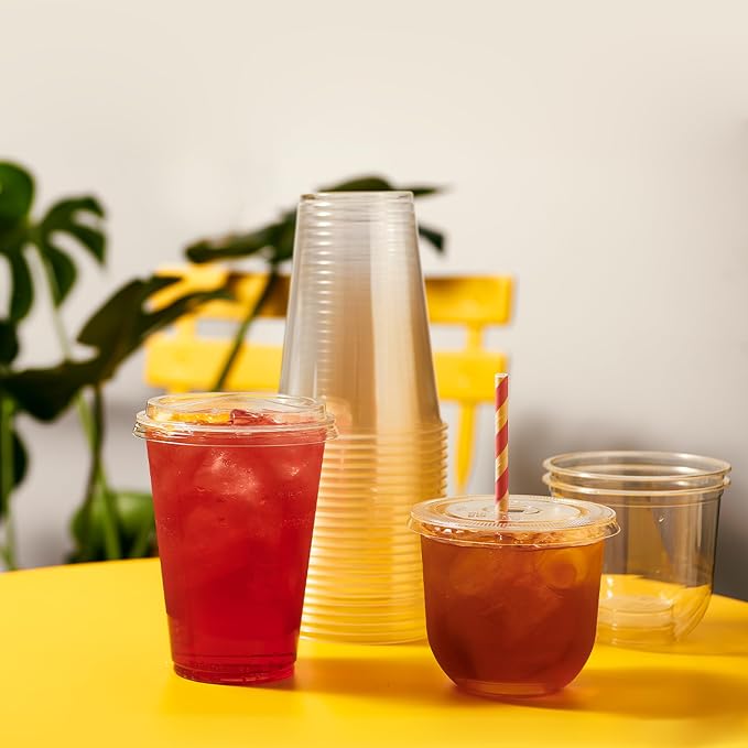 TOSSWARE NATURAL Arc - Plant Based Clear Cold Cups 12 oz - Plastic Alternative for Parties, Bachelorettes, Weddings - Recyclable - Set of 50