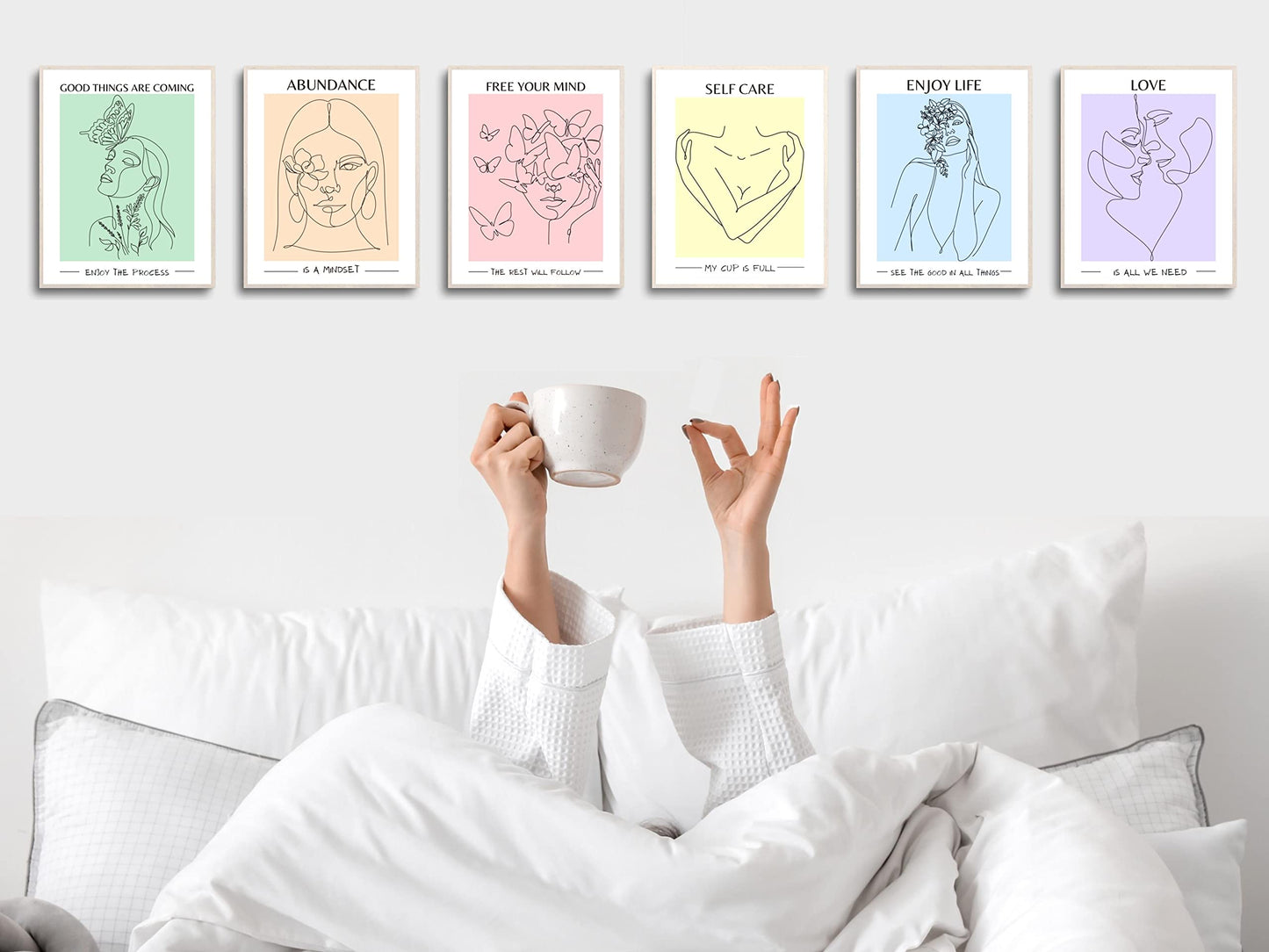 JUJU'S VIBES Pastel Danish Room Decor - Aesthetic Wall Art for Women, Teen - Wall Collage Pictures Prints, Cute Posters Clean Girl for Bedroom, College Dorm Apartment - 8x10 Set of 6 UNFRAMED.