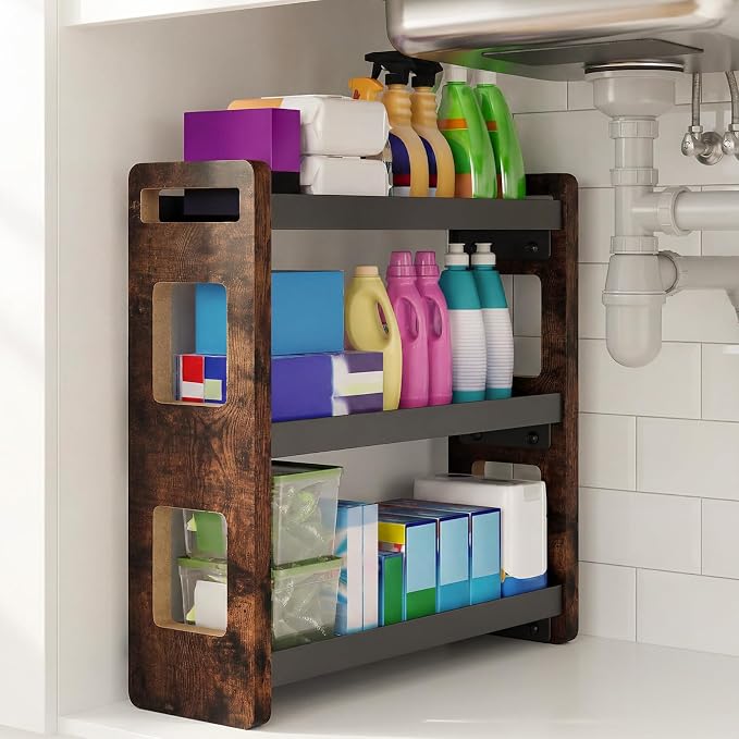 Bathroom Organizers and Storage,Bathroom Counter Organizer,Bathroom Counter Shelf,Bathroom Sink Organizer,Vanity Organizers,Vanity Storage,Perfume Display,Perfume Storages(Brown 3 Tier)