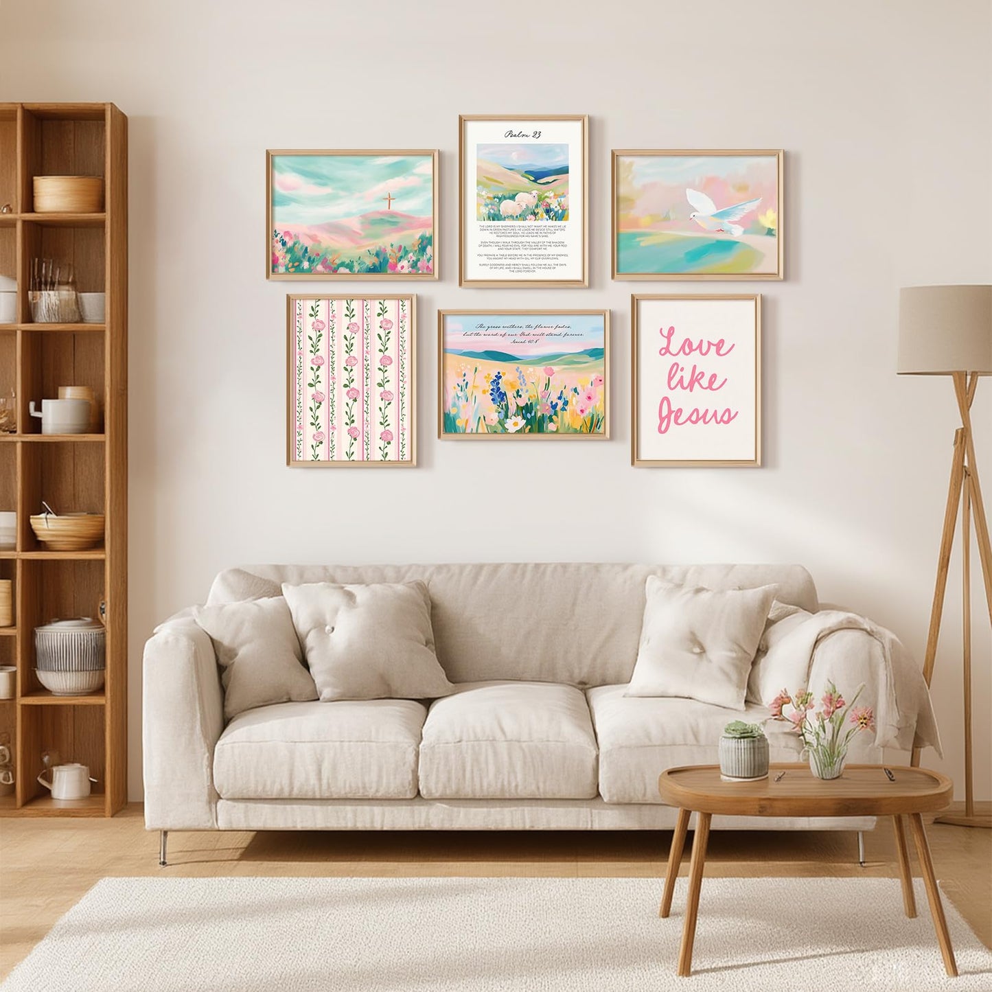 Pastel Pink Christian Wall Art Bible Verse Preppy Canvas Wall Decor Girl Trendy Christian Poster Aesthetic Floral Scripture Prints Cute Religious Pictures for Girls Room Bedroom 8x10x6 Inch Unframed