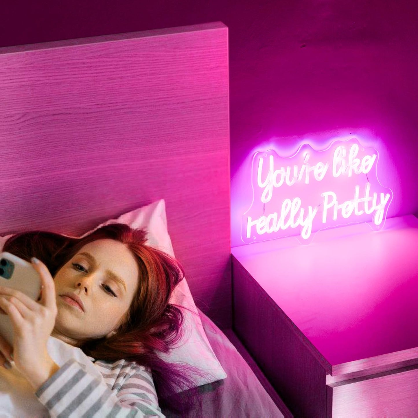 You Are Like Really Pretty LED Neon Sign, 15 * 9 inch, Pink USB Powered Neon Sign for Room Decor, Girls Room, Party, Gifts