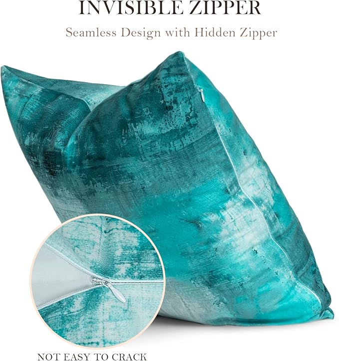 Teal and Gray Throw Pillow Covers,Set of 4 20 x 20 Inch Turquoise Modern Abstract Art Artwork Decorative Pillow Cushion Covers for Couch Bedroom Living Room