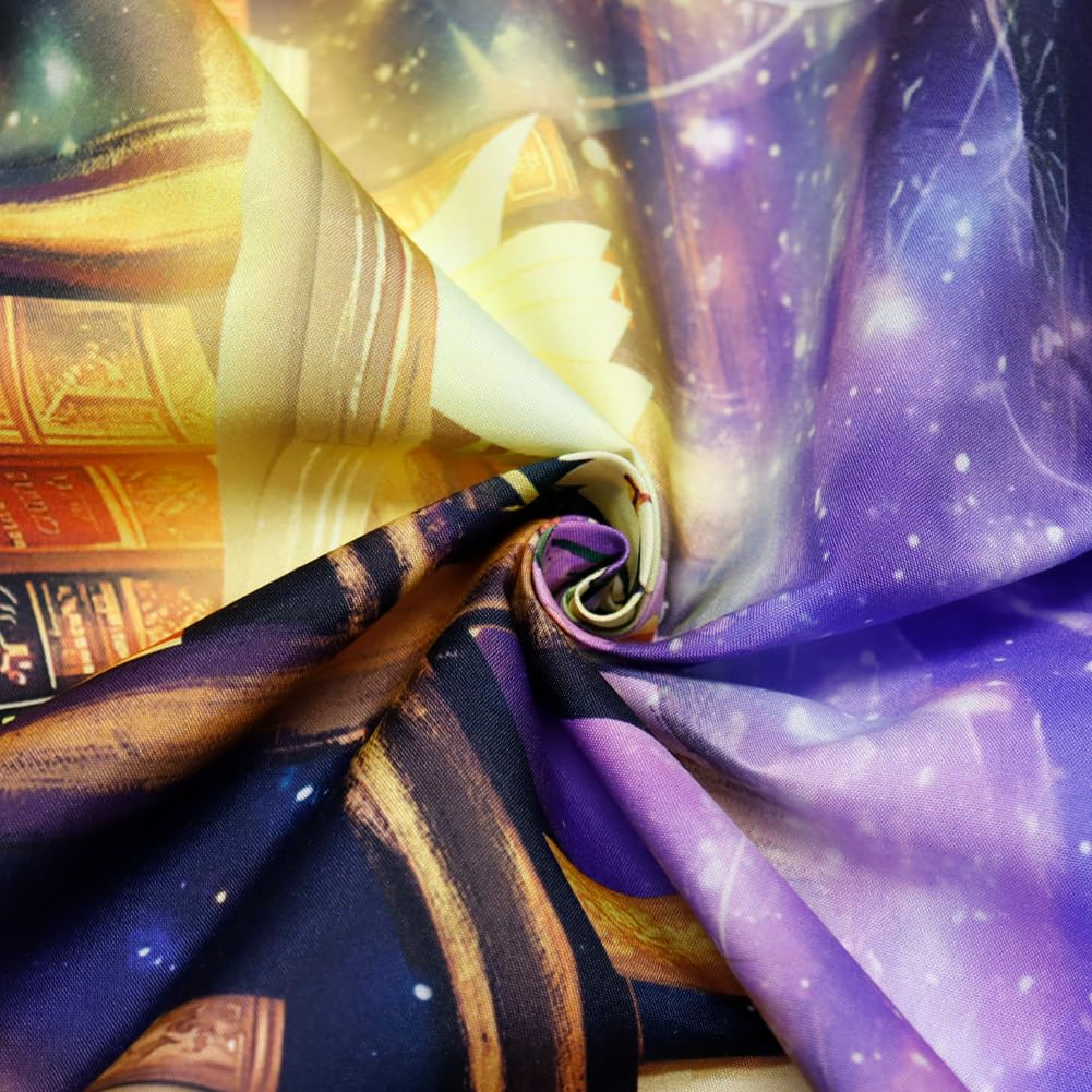 Serborlur Blacklight Bookshelf Tapestry UV Reactive Galaxy Space Library Tapestries Magical Book Planet Bookcase Backdrop Neon Universe Nebula Tapestry Wall Hanging for Bedroom Dorm Classroom