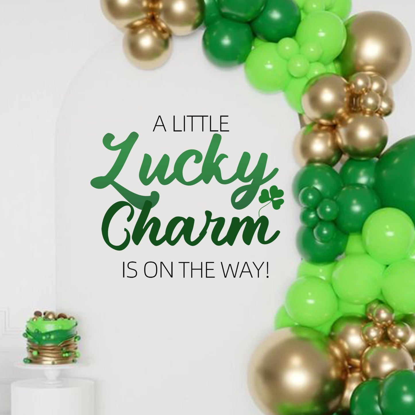 A Little Lucky Charm Decal for Baby Shower Decorations - St Patrick's Day Gender Reveal Sign Decal, Green Shamrock Theme Baby Shower Party Decal Sign for Balloon Arch, Backdrop