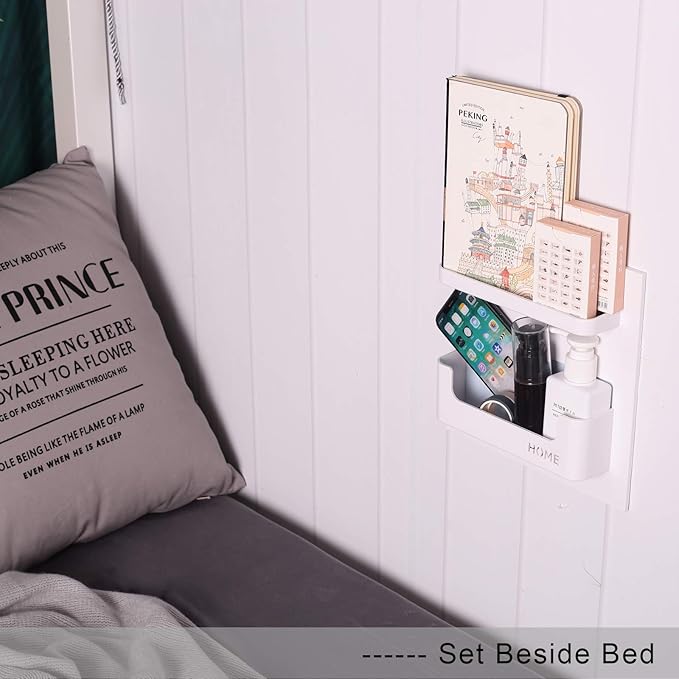 Bedside Shelf Bedroom Dorm Room Rack Organizer Storage -Use as Kid Student Wall Shelf to Organize Headphone,Remotes,Glass,Cellphones(Vertical Type/Black)