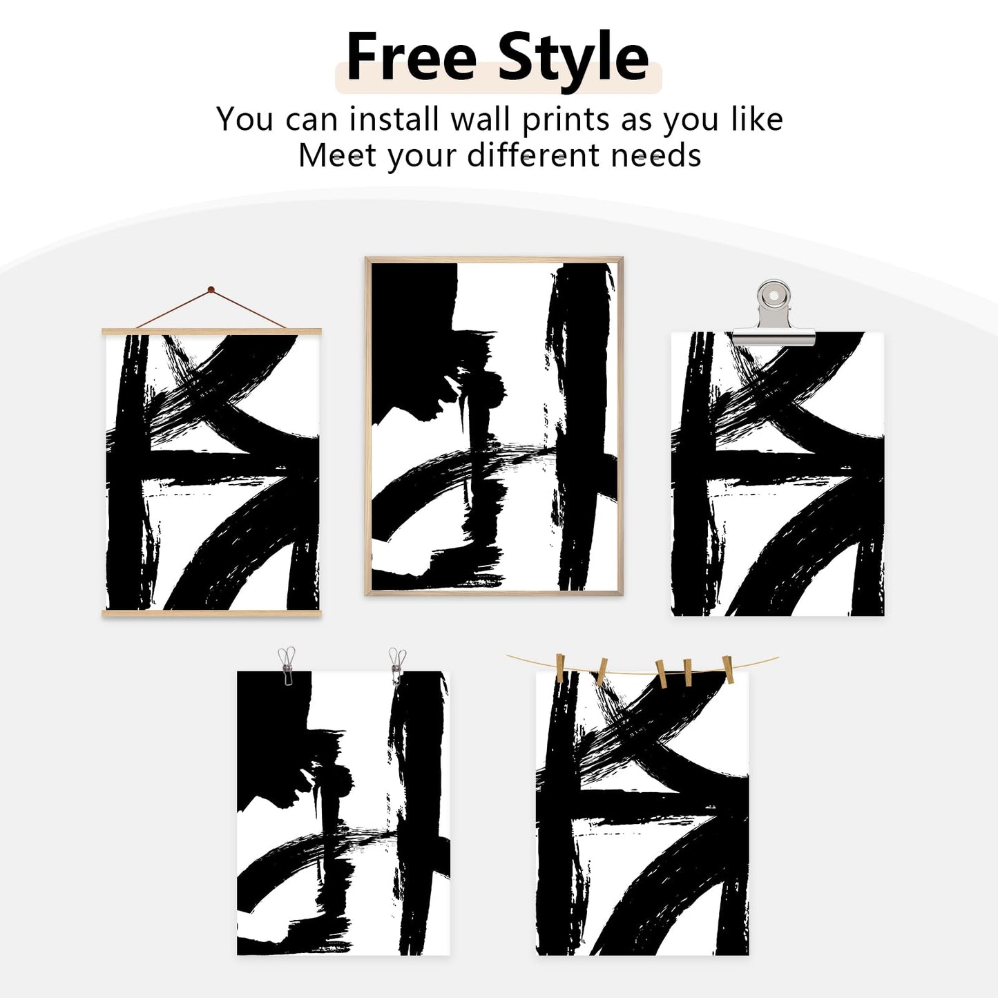 Tocliky Black and White Wall Art Abstract Modern Painting Minimalist Line Canvas Wall Art Decor Black And White Poster Abstract Artwork Prints for Living Room Bedroom 12x16 Inch Unframed Set of 2