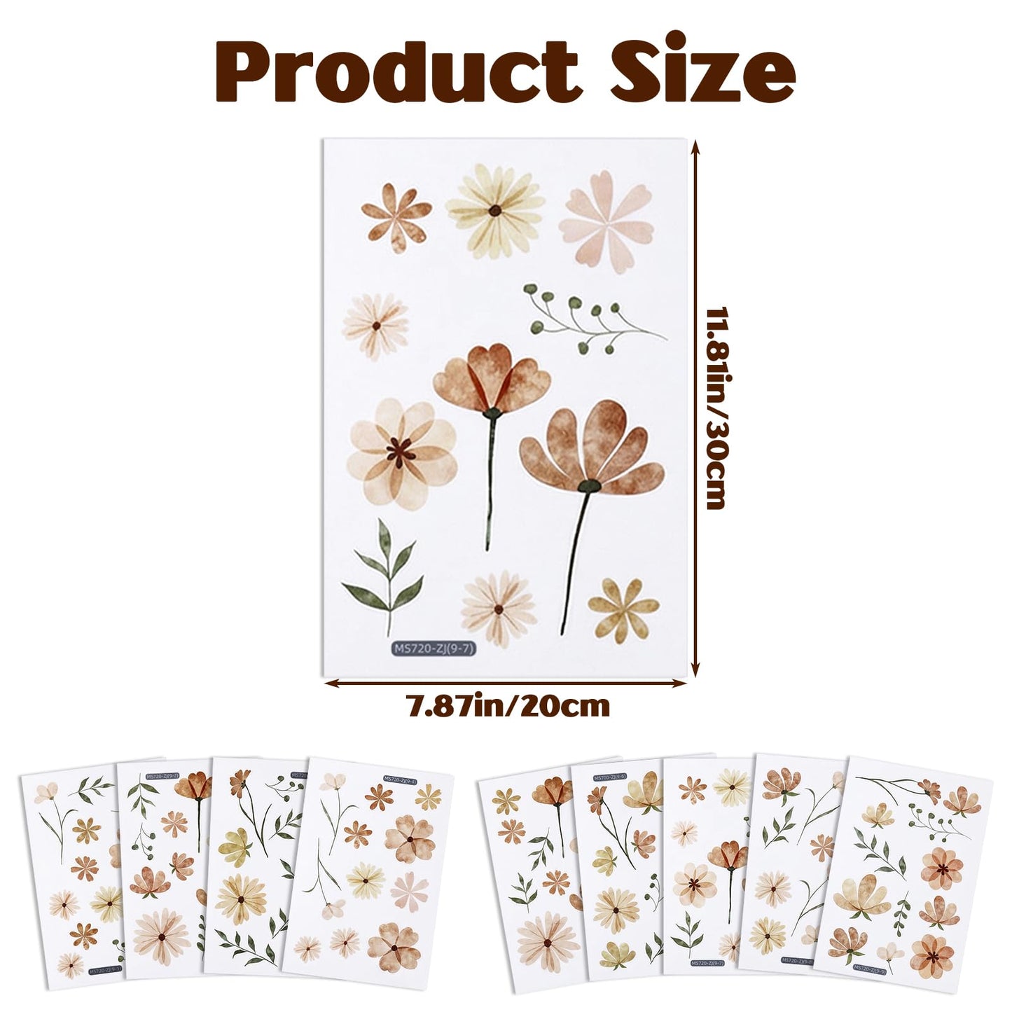 104 Pcs Daisy Wall Decals Boho Flower Stickers Wildflower for Girls' Rooms Playrooms and Nurseries Art Bedroom Classroom Removable Peel and Stick Wall Decor Cute Decorations 9 Sheets