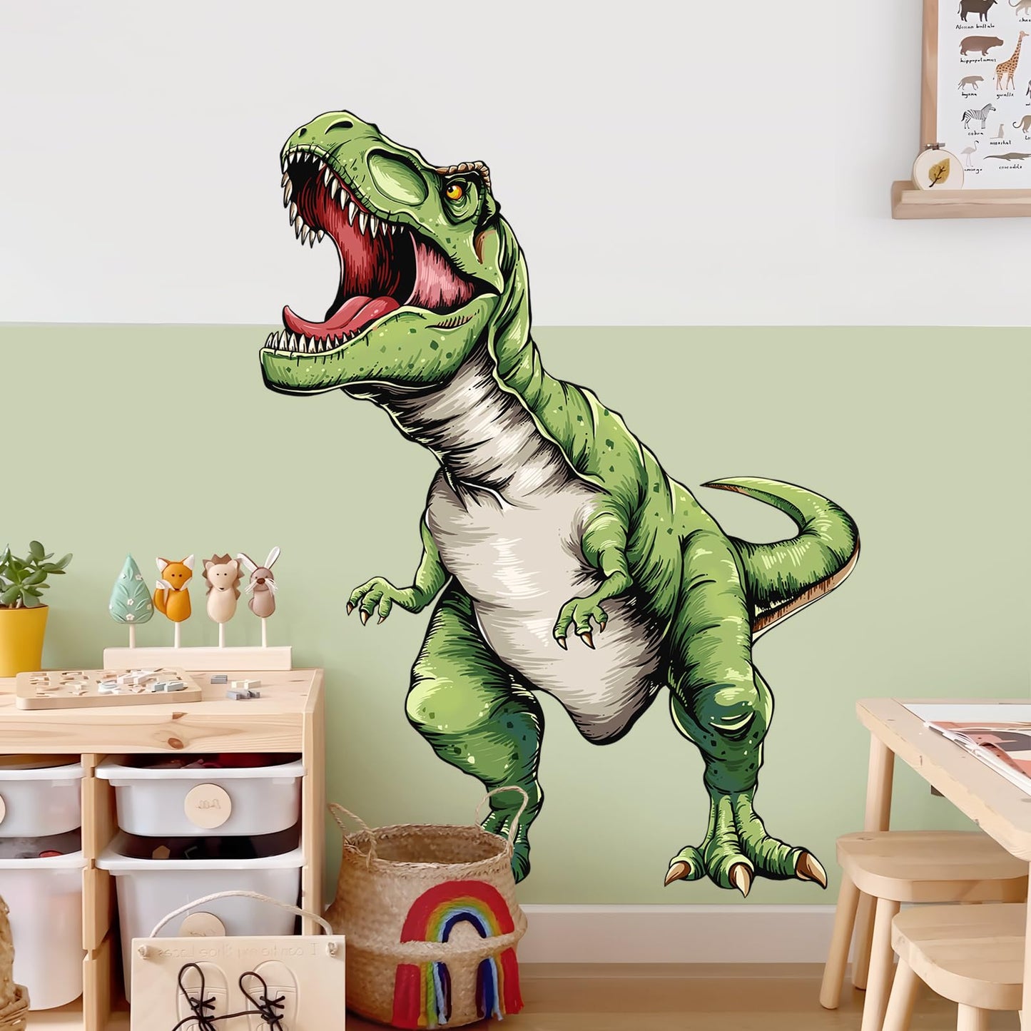 Tanlaby Large Dinosaur Wall Decals T-rex Wall Stickers Peel and Stick Decal for Baby Boys Kids Bedroom Nursery Playroom Decor（31.1×40.6in）
