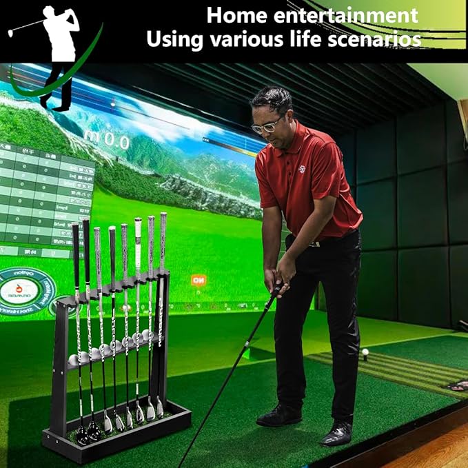 Golf Club Holder Stand,Wooden Golf Club Rack -Indoor Display Rack,Golf Club Organizer for 8 Clubs and 11 Balls Storage,Golf Rack for Storage Sports Outdoors Wall Garage