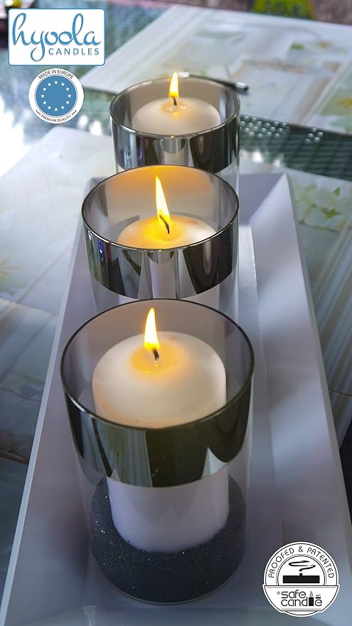 HYOOLA White Pillar Candles 2x3 Inch - 24 Pack Unscented Bulk Pillar Candles - European Made