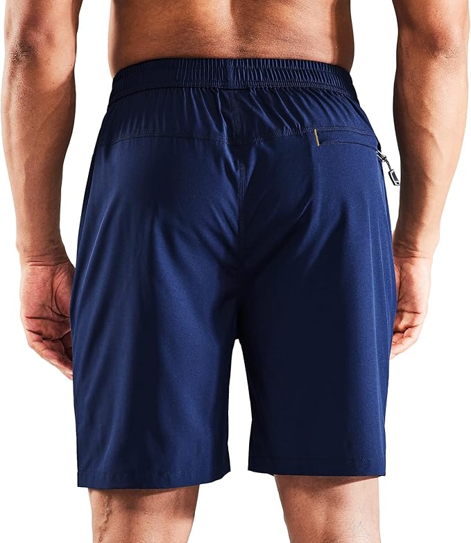 MIER Men's Quick Dry Running Shorts with Zipper Pocket, Elastic Waist Athletic Workout Exercise Fitness Shorts, 7 Inch