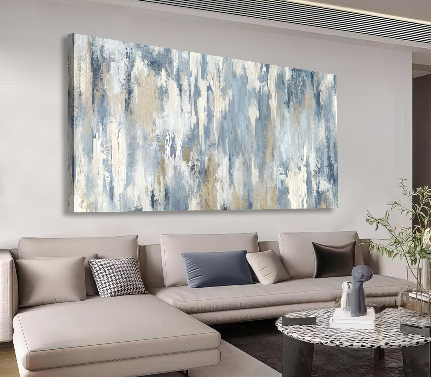 Shoci Large Abstract Wall Art - Gray Blue Beige Canvas Pictures for Living Room Contemporary Painting Prints Decor Modern Graffiti Artwork Wall Art for Bedroom Home Office Decoration 20" X 40"