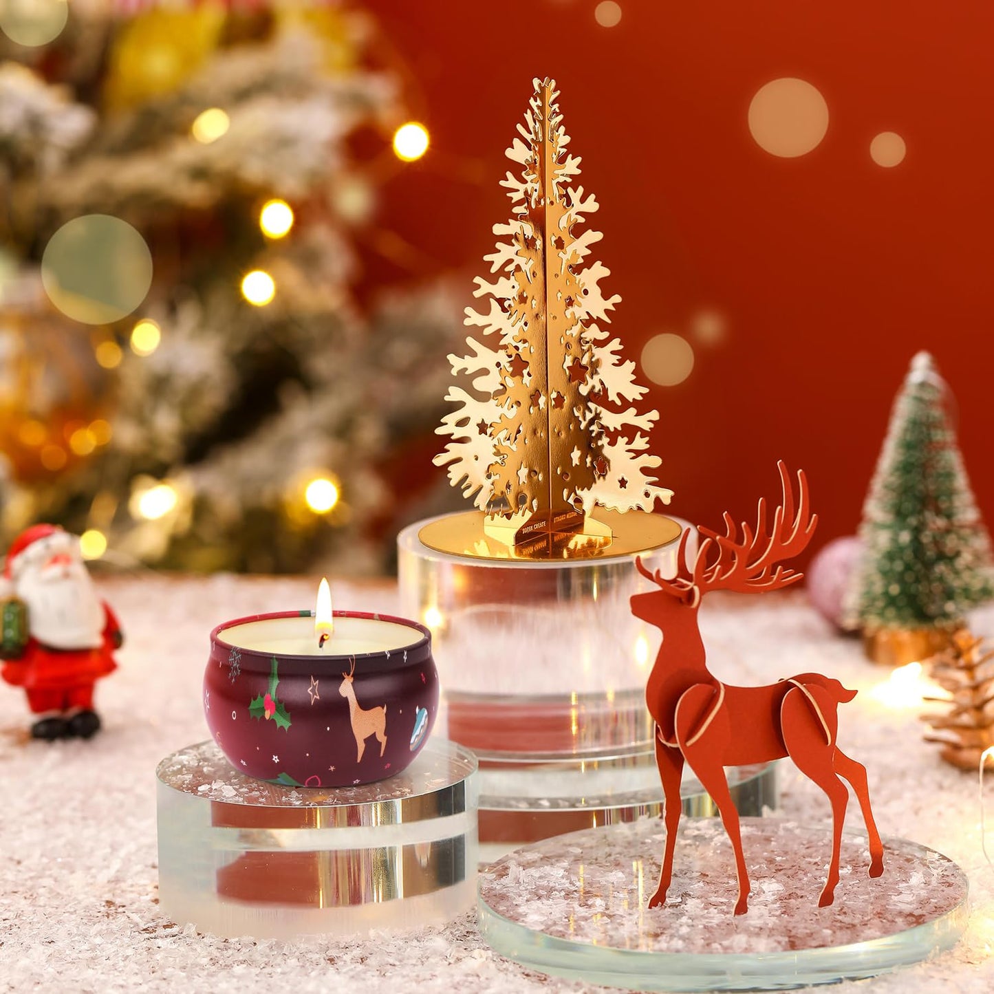 Christmas Candles Set, Christmas Scented Candle Gifts for Women, 4 Pack Small Aromatherapy Candle for Home Scented,Stocking Stuffers for Coworker Friends Teacher Adults Birthday Party