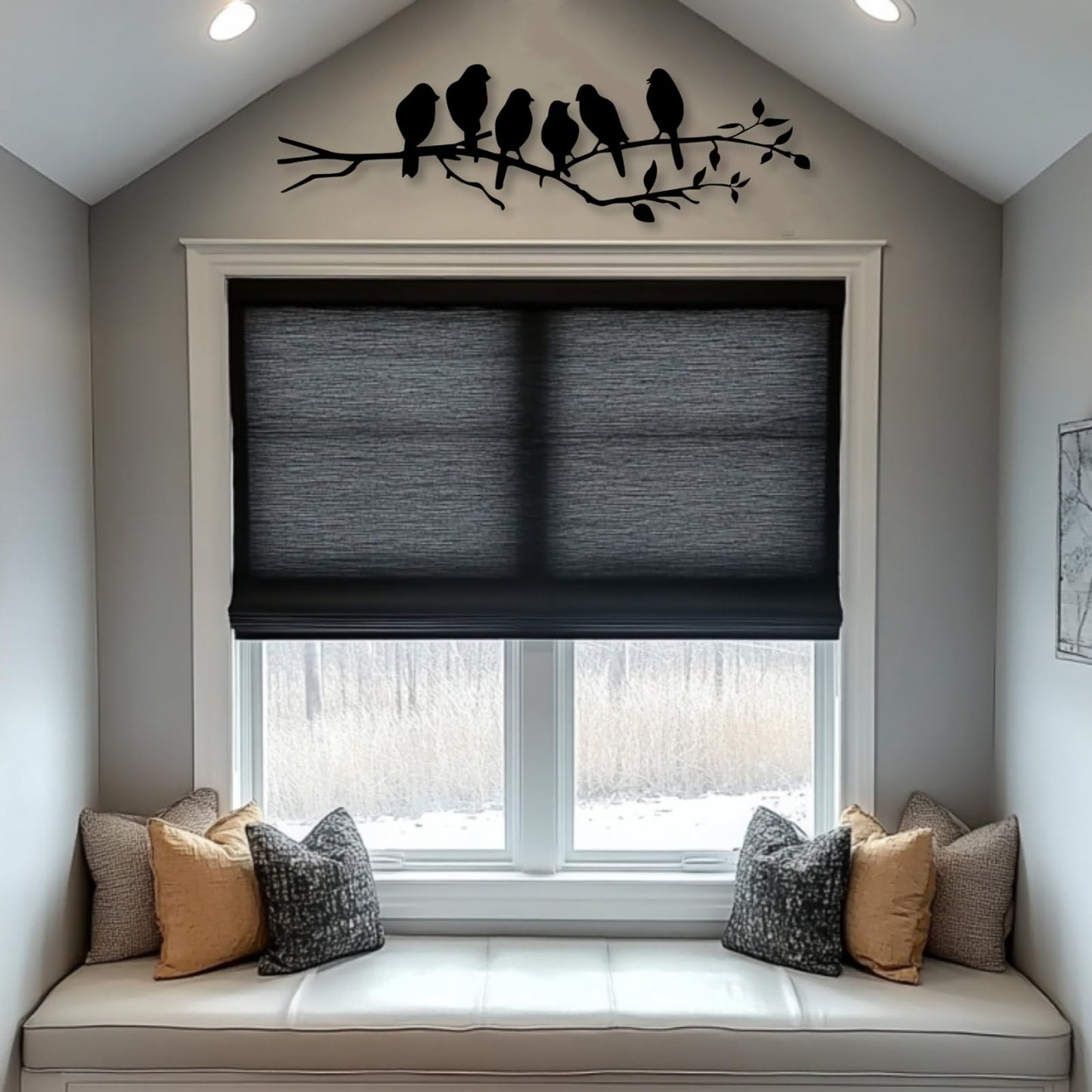 kuestboy Birds Metal Wall Art,Birds on Branch Metal Wall Decor,Animal Wall Hanging,Bedroom Wall Art,Country House Decor,Housewarming Gift (28" x 8" | 70 x 21 cm)