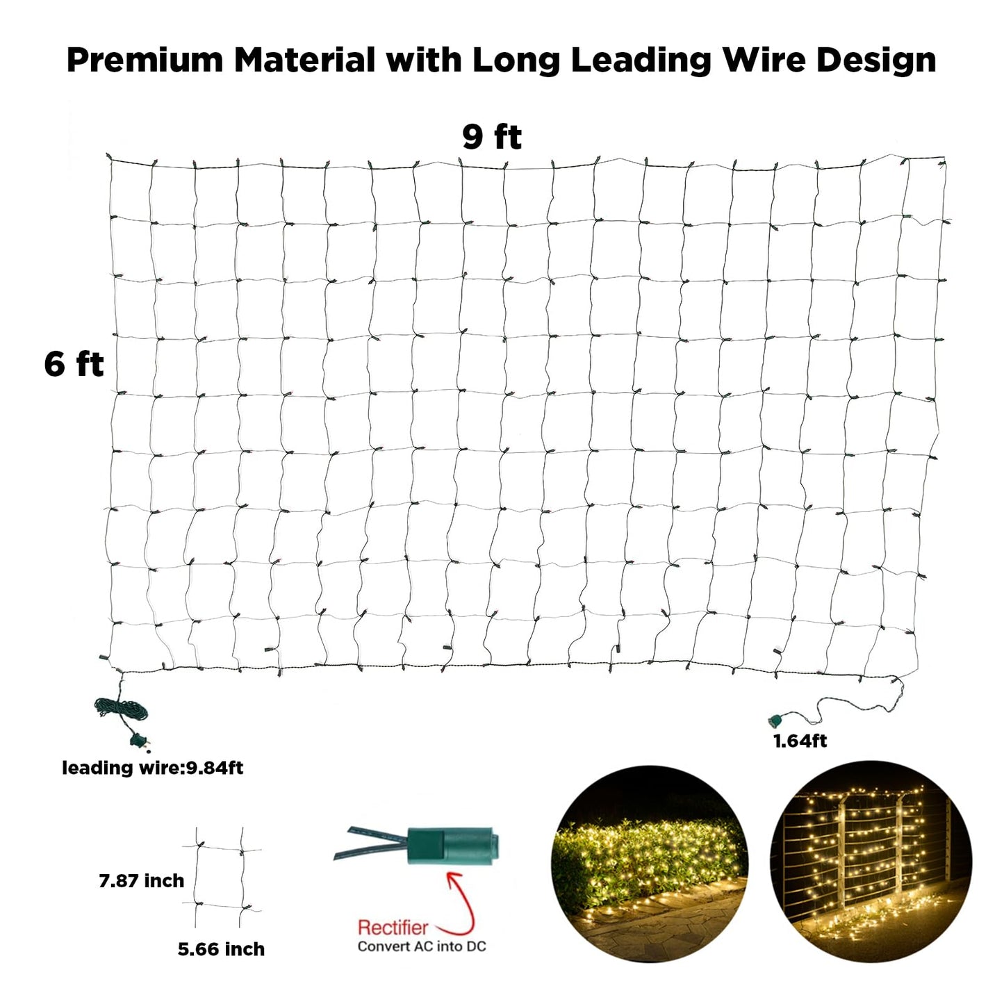 Led Net Lights Christmas Lights Outdoor 200Led 9 ftx 6ft Upgraded WarmWhite Christmas Net Lighting, Waterproof 5mm LED Wide Angle Outdoor Indoor Mesh Net Light for Trees, Bushes, Shrubs Decorations