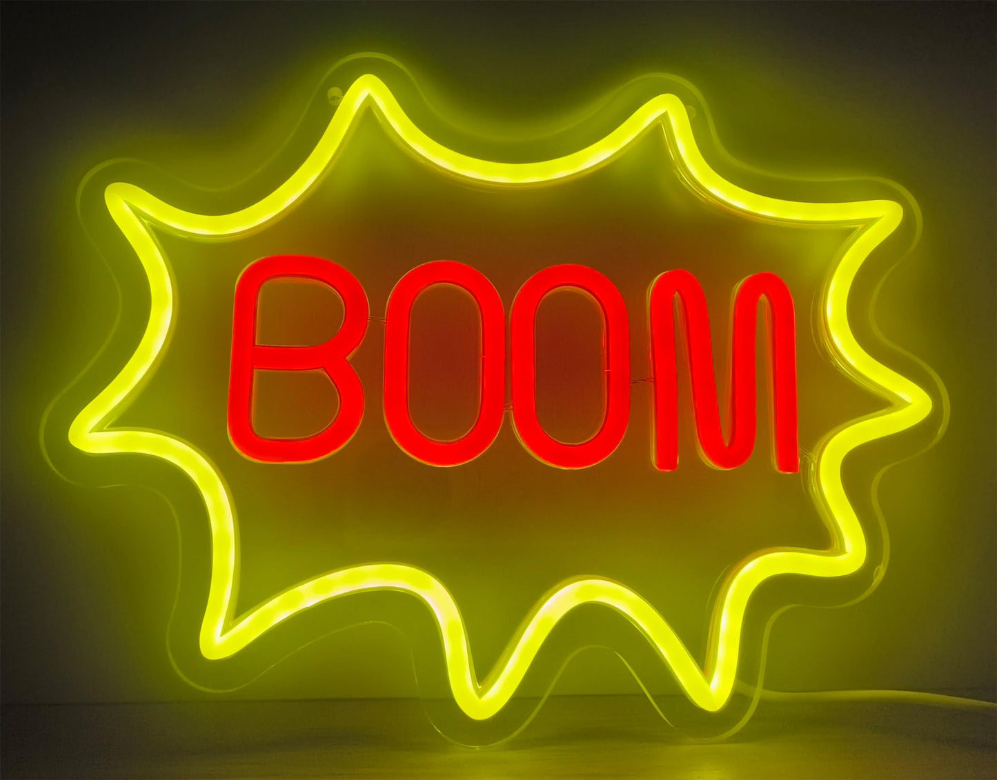 DAKALADONKI Boom Neon Sign – USB Powered Neon Light for Game Room, Music Studio, Home Bar, Gym Wall Decor, 11.4 x 9.0 Inch