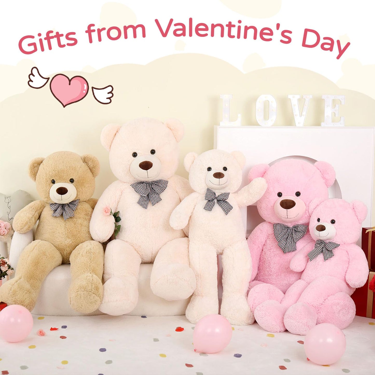 MaoGoLan Giant Teddy Bear 4 Feet,Adorable and Cuddly Big Bear Stuffed Animal 47", Classic Teddy Bear Plush Gift Decoration for Baby Shower,Party,Birthday,Valentines Day,Tan