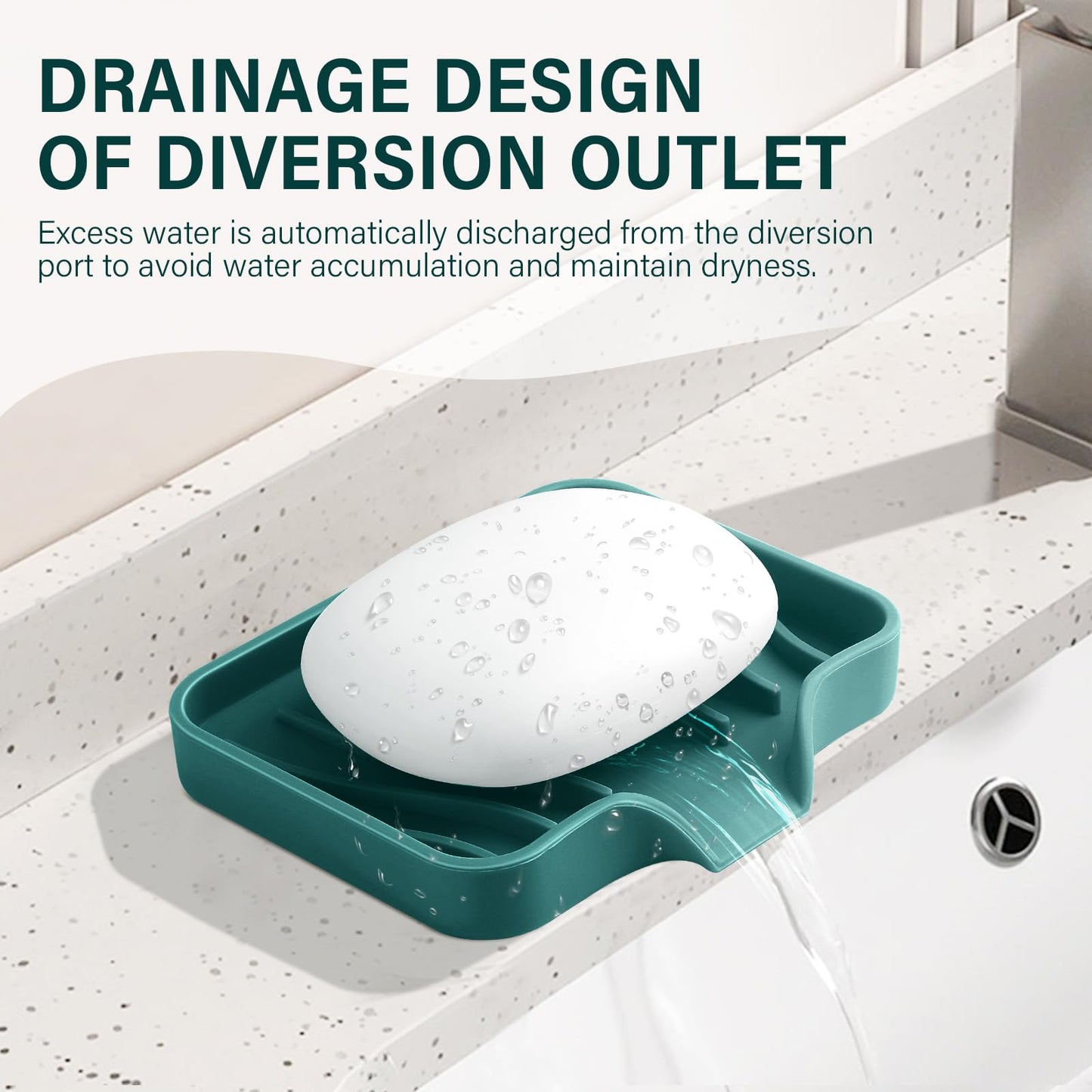 2PCS Self Draining Soap Holder,Spofit Silicone Soap Dish, Suitable for for Kitchen, Bathroom, Shower, Bath Tub,Soap Container (Green)