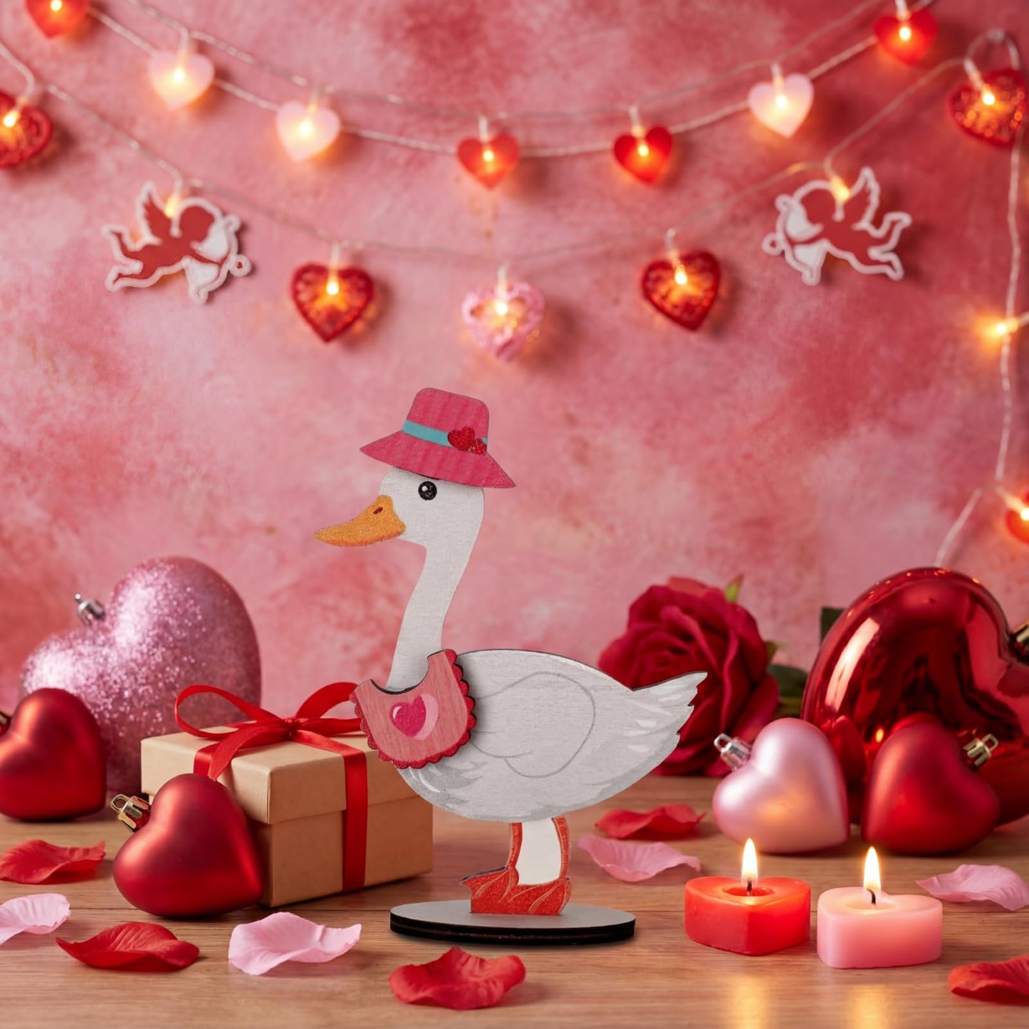 Amyhill 26 Pcs Holiday Interchangeable Desk Goose Decor Mini Wooden Seasonal DIY Goose Outfits with Magnetic All Season Table Centerpiece Signs for Table Desk Gift, 3.7 x 4.7 Inches