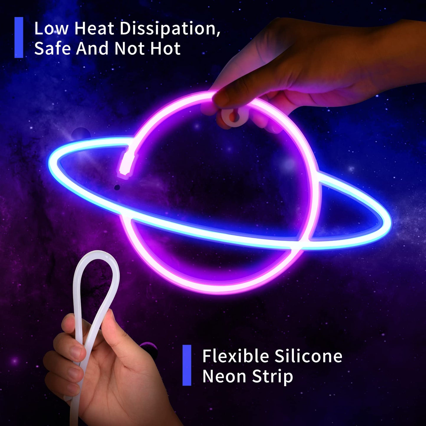 Neon Signs for Wall Decor, 3PCS LED Neon Lights for Bedroom, USB or Battery Powered Light Up Space Themed Alien Planet Rocket for Kids, Teen Boys, Gaming Room, Bar, Birthday, Cool Decoration Aesthetic