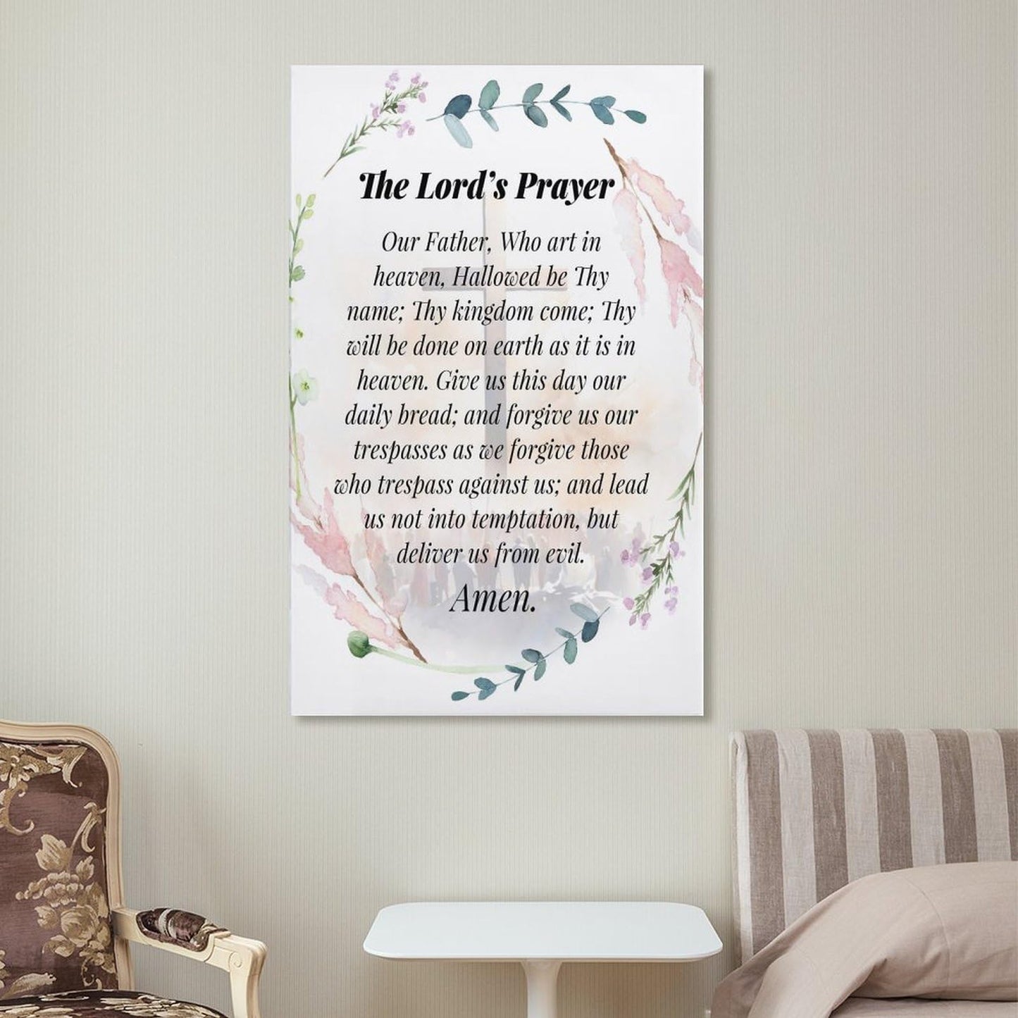 LINWDSB The Lord’s Prayer Poster Christian Bible Verses Wall Decor Our Father Prayer Wall Decoration The Lords Prayer Christian The Lords Prayer Wall Art Decor Unframe-style12x18inch(30x45cm)