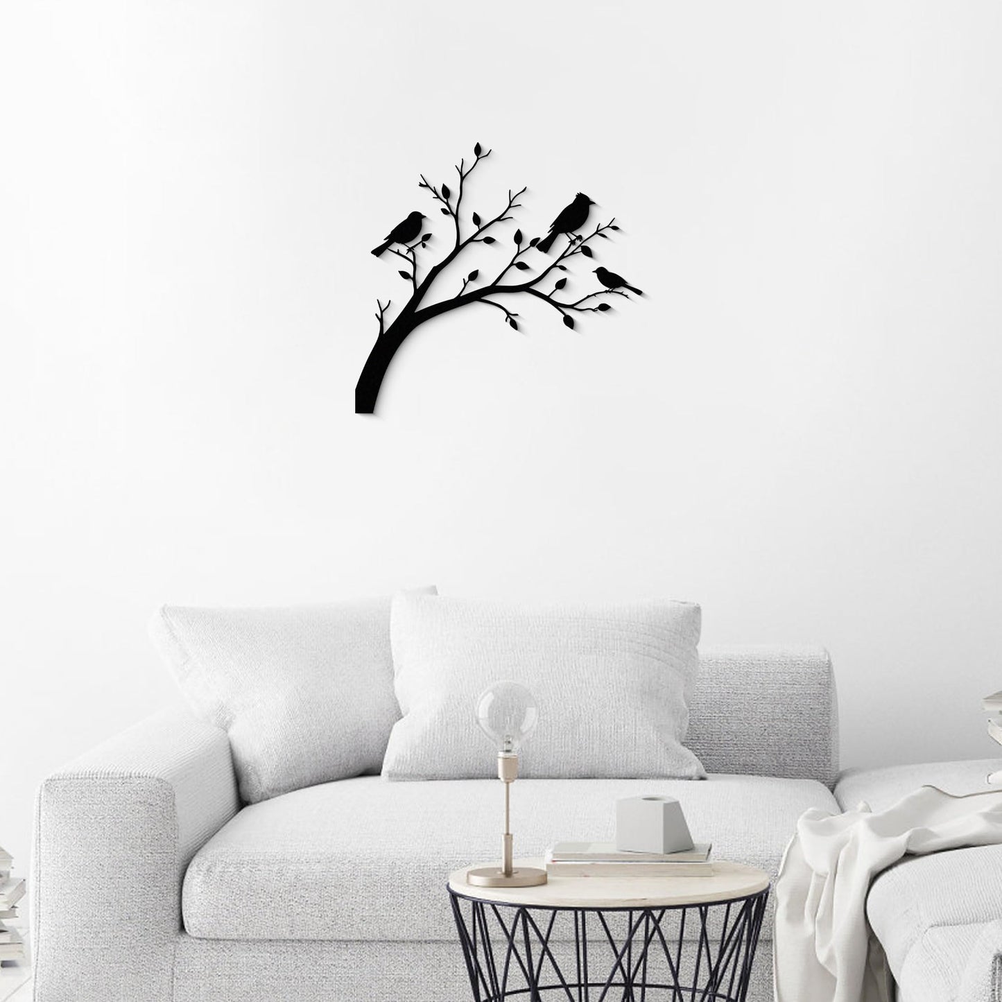 GlintHome Bird Black Metal Wall Art on Tree Branch Silhouette Bird Art Decor for Living Room Garden Bedroom Office Home Wall Decor 3D Textured Minimalist Sculpture