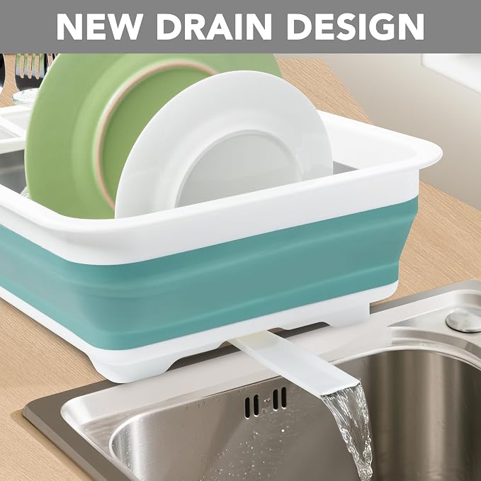 Tiawudi Collapsible Dish Drying Rack, Pop Up Dinnerware Drainer, Portable Plate Organizer for Kitchen RV Campers Travel Trailer, Space Saving Kitchen Storage Tray