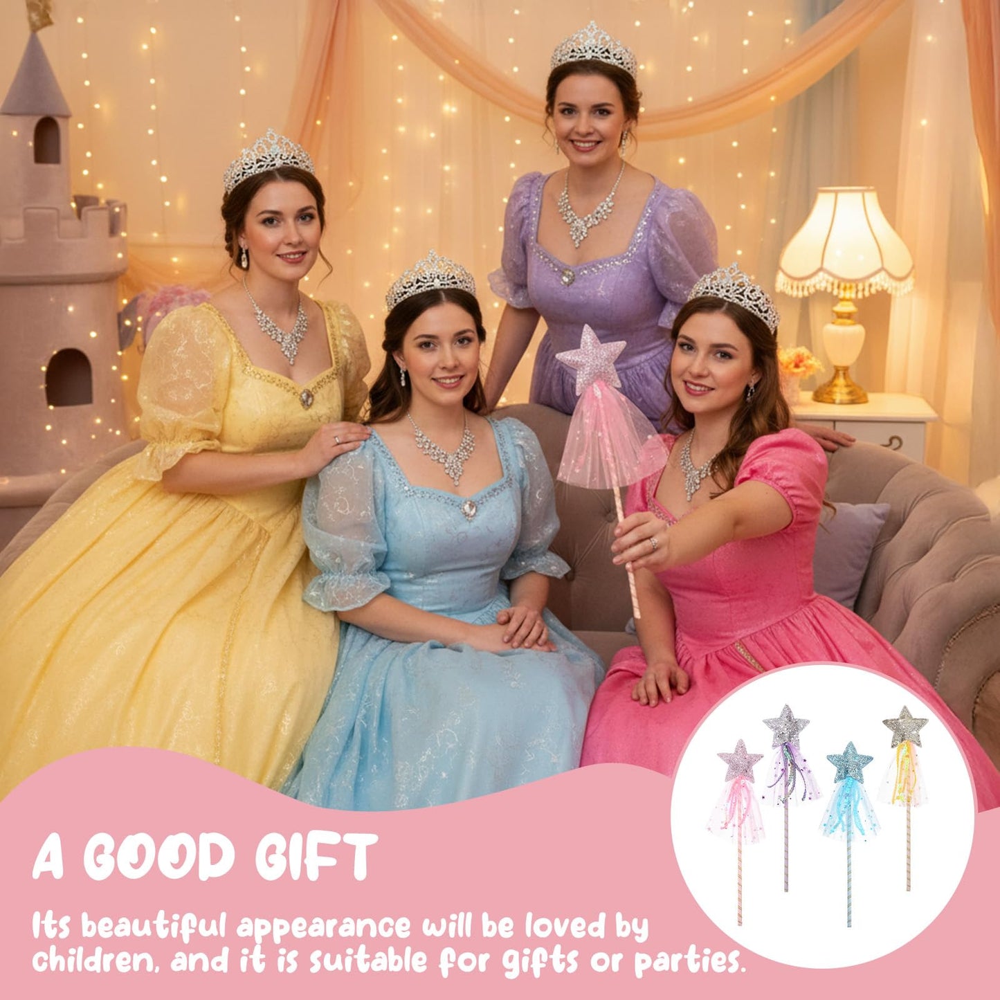 Ymapinc 4PCS Glitter Wand Props for Adult Parties & Photo Booths - Holiday Celebration Decor, Festival Accessory, Birthday Photo Prop (Not a Toy)