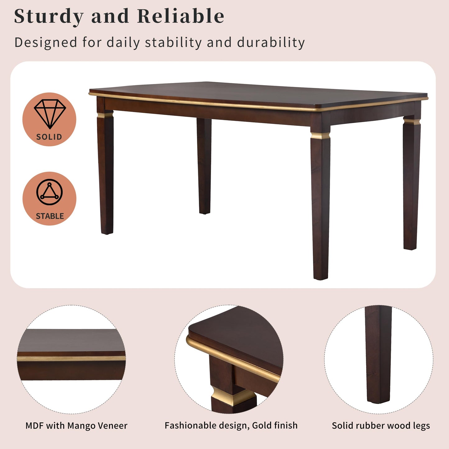 Merax 6-Piece Solid Wood Dining Table Set, Modern Elegant 60" Rectangular with 4 High-Back Tufted Upholstered Chairs + 1 Bench for Kitchen Room, Espresso