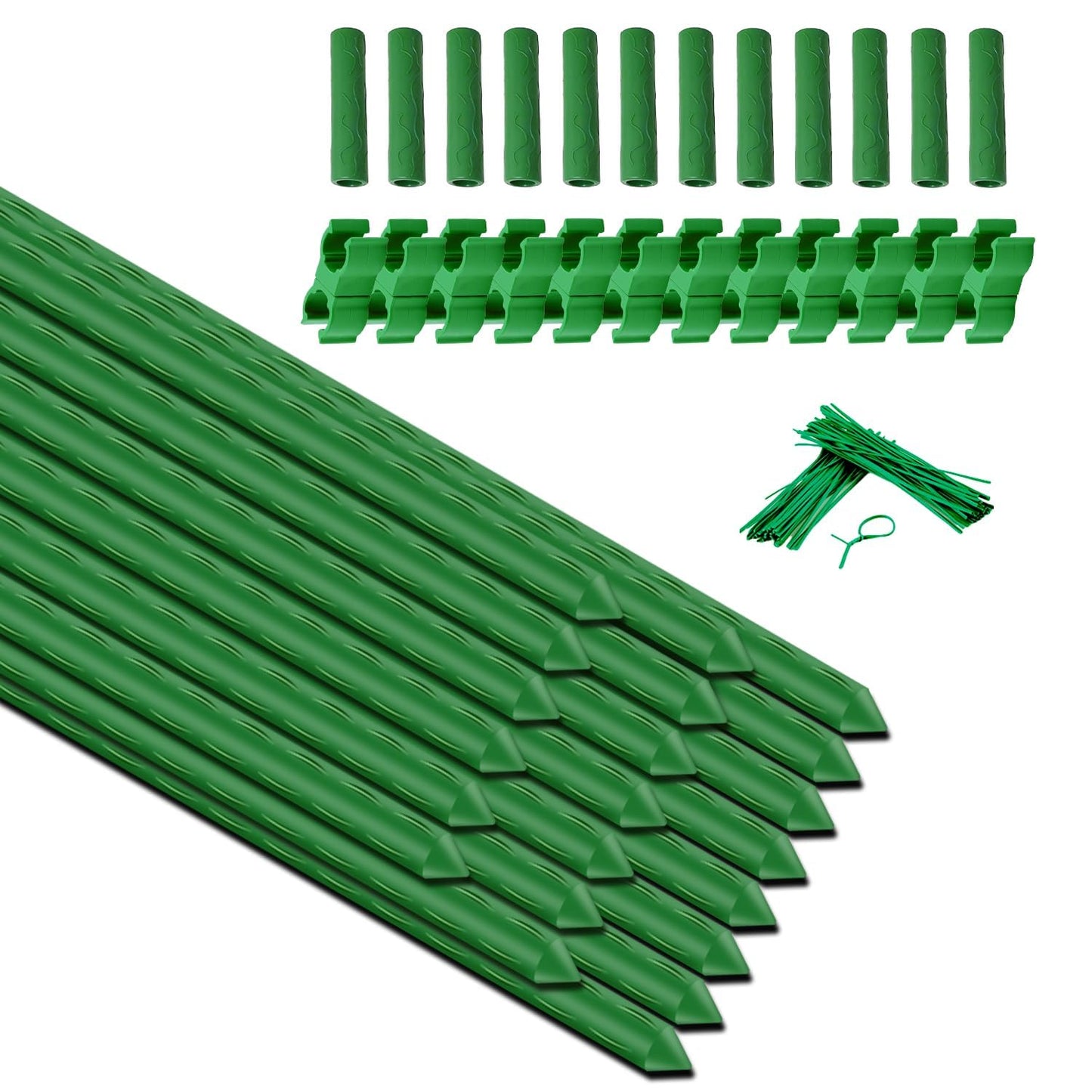 Sturdy Garden Stakes 18 Inch SupKing DIY 3/4/5/6/7ft Tomato Support Stake Green Plastic Coated Metal Tall Plant Stick Poles Plants Trellis for Indoor Outdoor Climbing Cucumber Chili Eggplant-20 Packs
