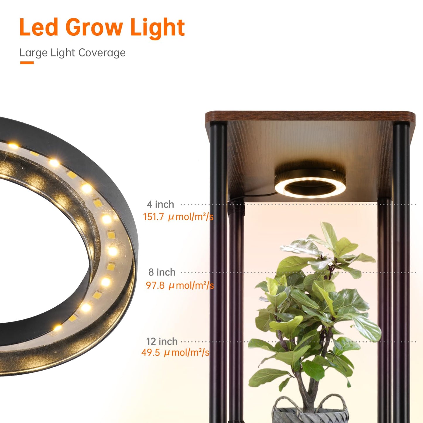 Bstrip Plant Stand Indoor with Grow Light, 66" Tall Indoor Plant Shelf, 5 Tier Flower Stand with Plant Light Full Spectrum, Metal Plant Holder with Light, lighted Plant Rack for Home, Corner, Patio