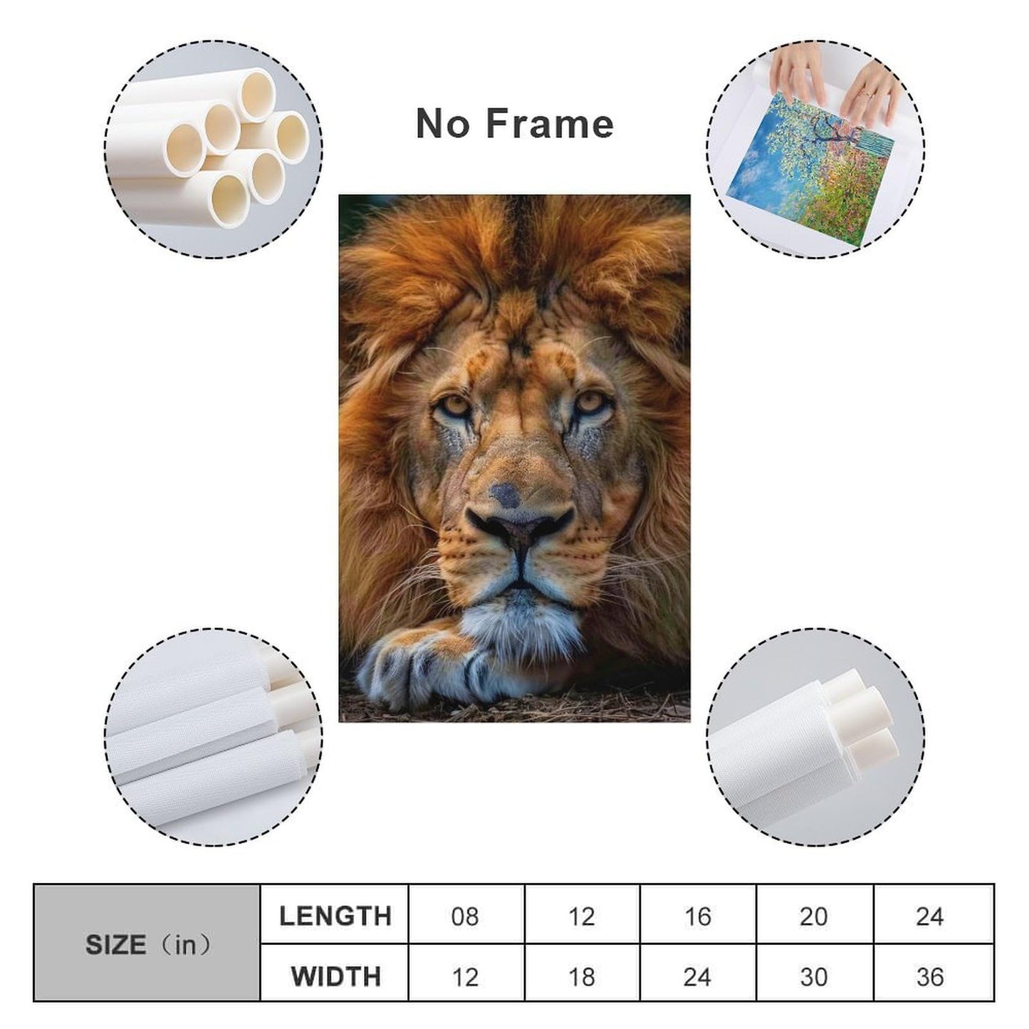 QEOPGNE African Lion Portrait Animal Cool Poster Canvas Wall Art Posters & Prints Painting for Bedroom Classroom Dorm Living Room Aesthetic Decor for Mens Women Framed Unframed 12x18inch(30x45cm)