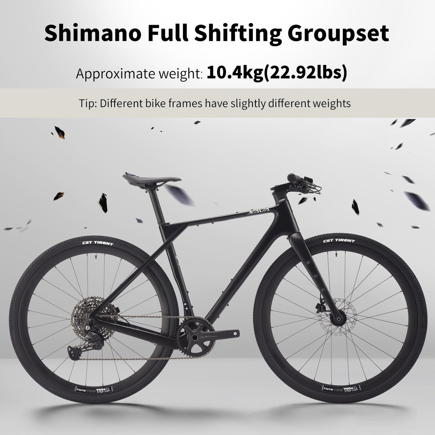 SAVADECK Carbon Gravel Bike - T800 Carbon Frame & Fork | Shimano U6000 11-Speed Groupset | Hydraulic Disc Brakes | 700CX40mm All-Terrain Tires | Men & Women Road/Off-Road Bicycle (Black, 55cm)