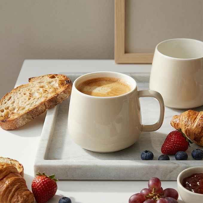 Teocera Coffee Mugs Set of 4-12oz Chip-Resistant Ceramic Cups with Ergonomic Handle | Dishwasher & Microwave Safe Cream Mugs | Keeps Beverage Hot, Perfect for Family Kitchen & Holiday Gifts