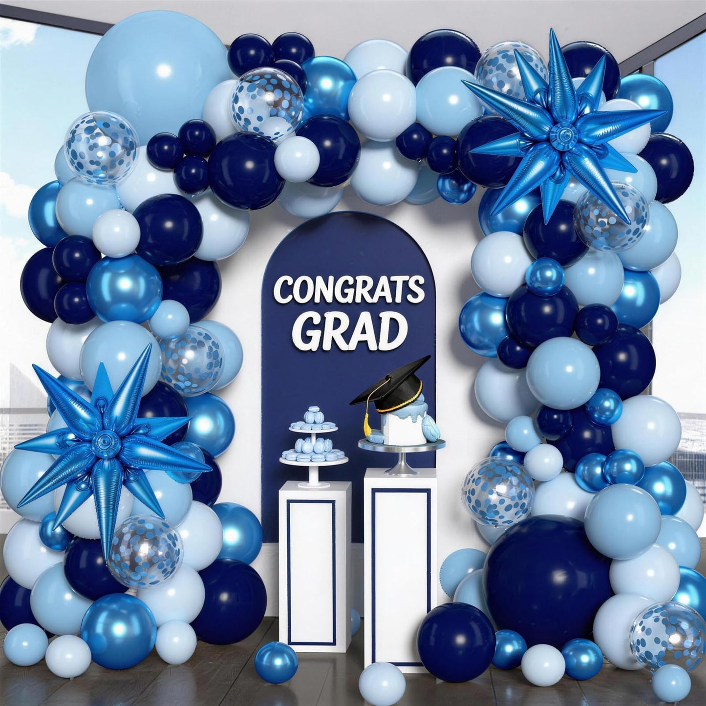 KARLURE Blue Balloons Arch Kit, Different Shades Light Navy Blue Balloons for 2026 Graduation Decorations Grad Class Baby Shower Boy Men Birthday Party Bridal Shower Wedding Anniversary Decorations