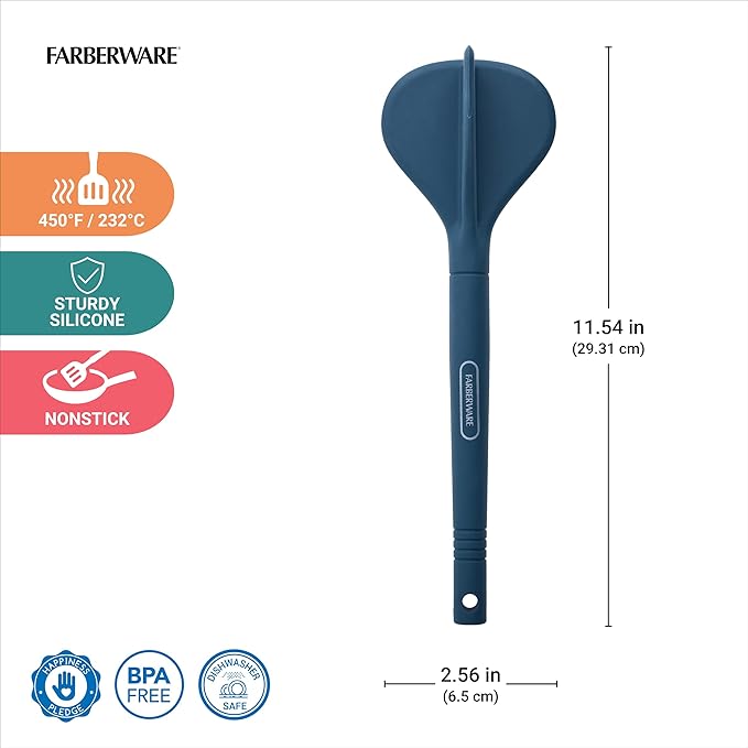 Farberware Professional Silicone Meat Masher and Ground Beef Chopper Tool - Blue, Heat Resistant to 450F, Nonstick Safe, Dishwasher Safe Potato Masher and Meat Chopper