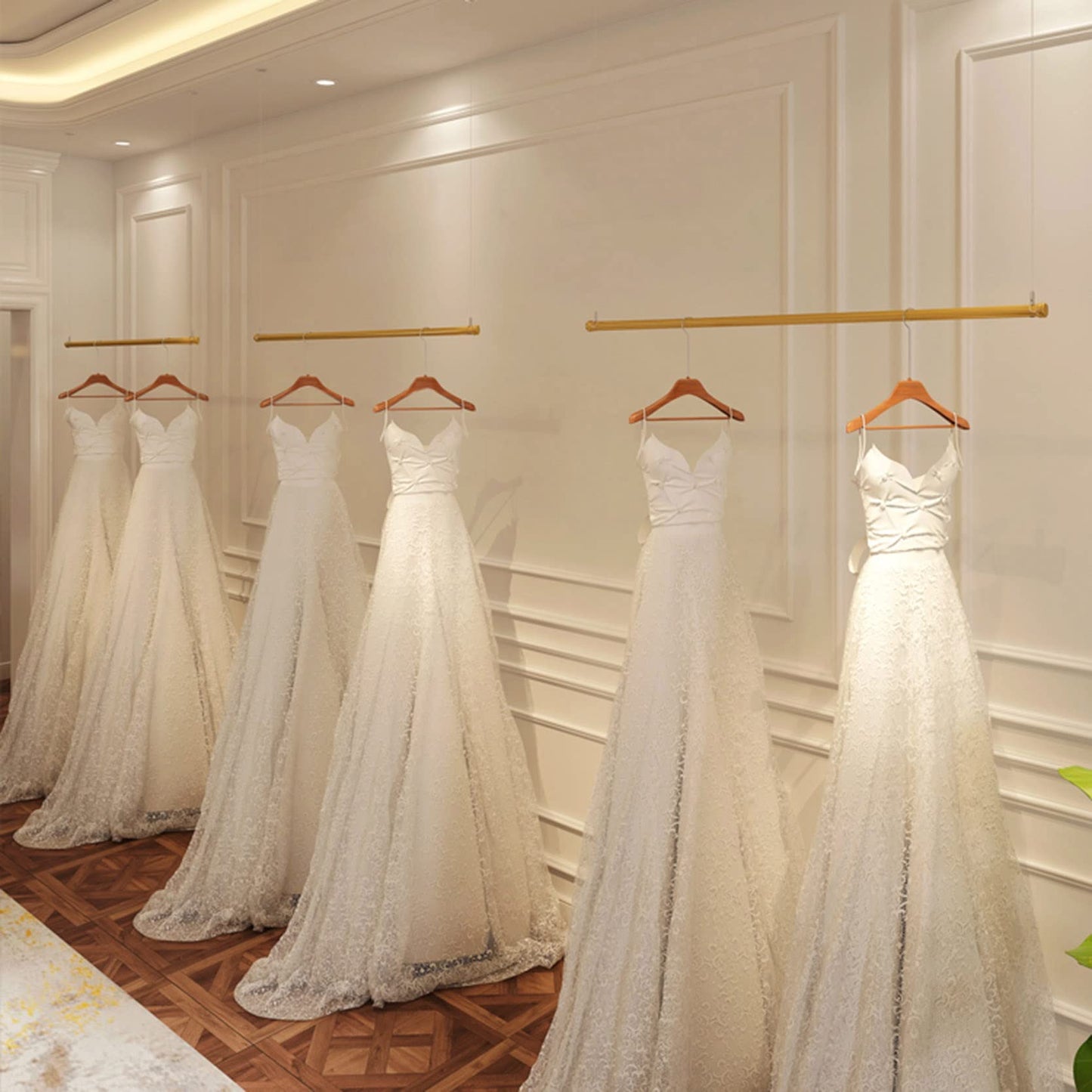 JHNKOJ Clothing Garment Rack Adjustable Height Display Clothes Store Rack Ceiling Wedding Dress Hanging Rack Hanger Storage,Wall Mounted Commercial Bedroom Organiz,3Pcs-80Cm