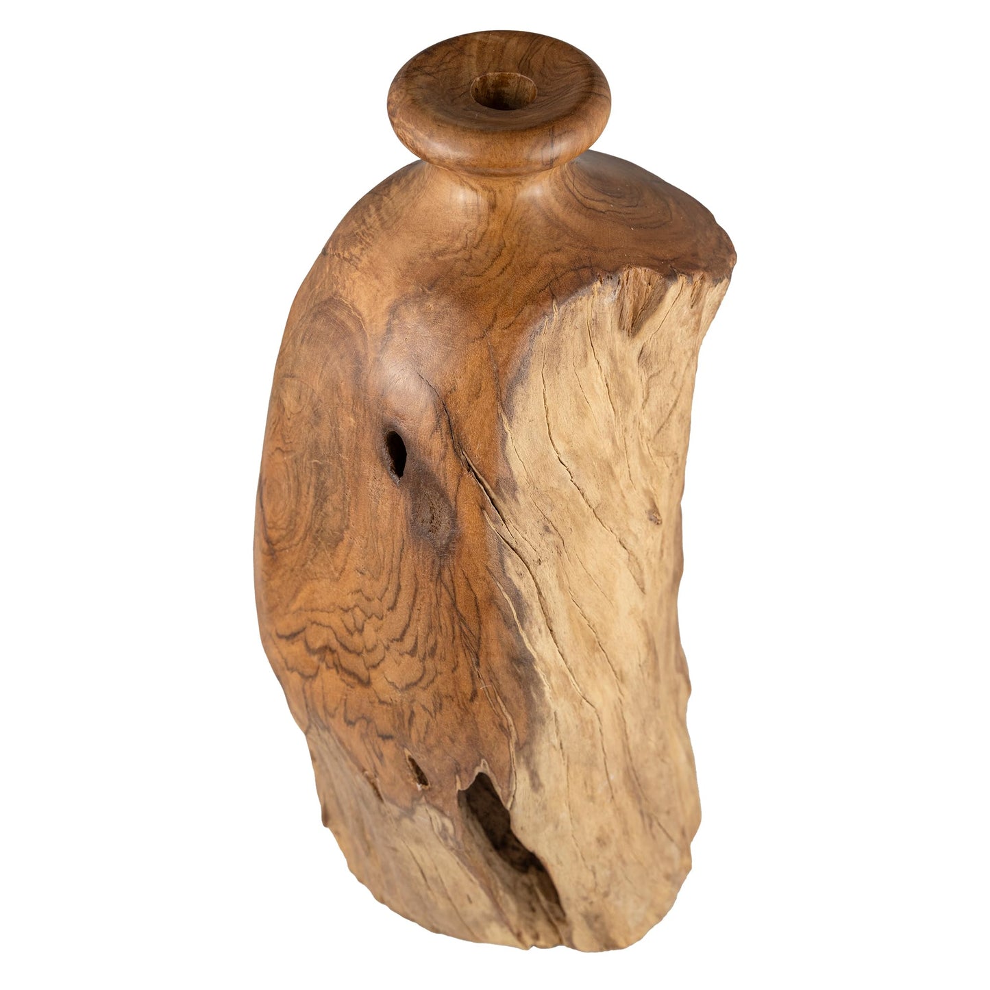 Vitex Pubescens Vahl Wooden Vase, Handcrafted from a Single Block of Natural Wood, Unique Decorative Vase, 11.8" H x 5"x6.5" D