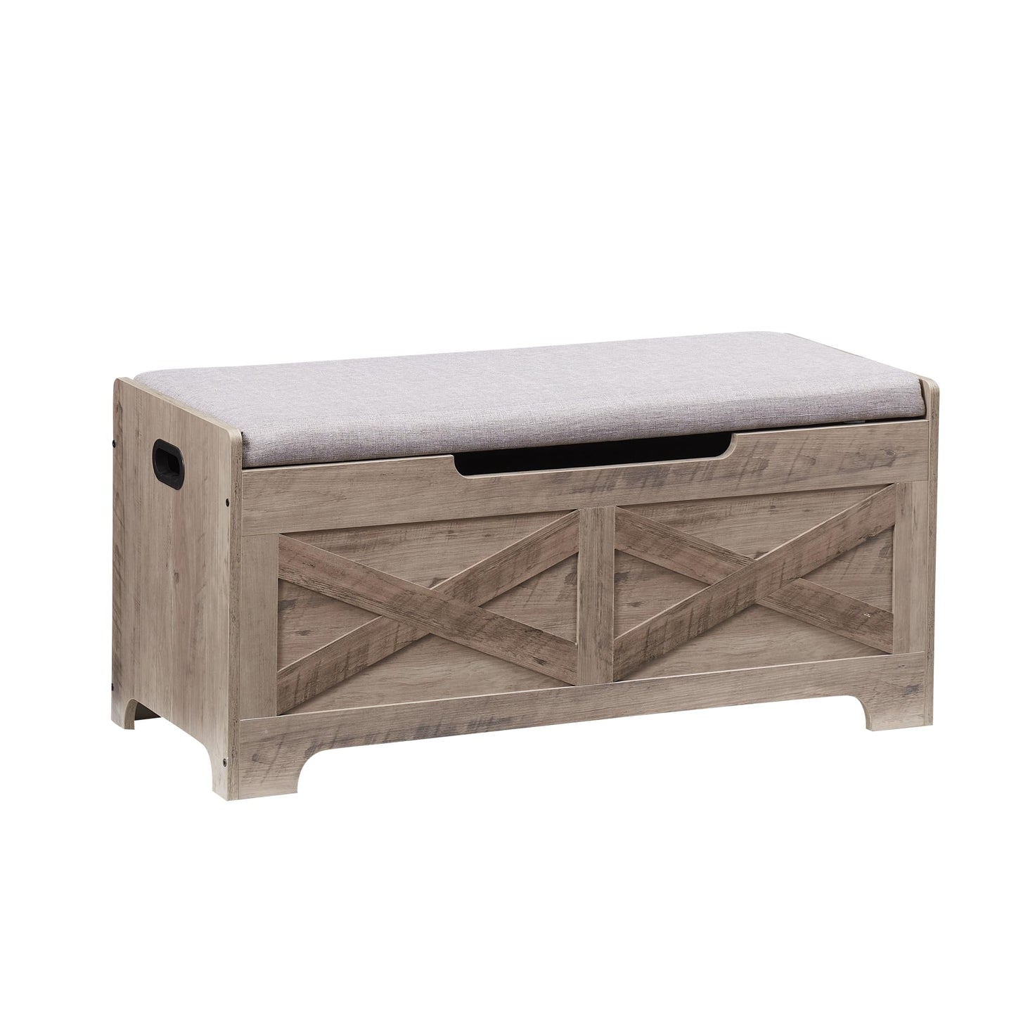 GAOMON Storage Chest, Lift Top Storage Trunk with 2 Safety Hinges, Barn Style Organizer, Wooden Entryway Bench with Seat Cushion, Large Storage Chest for Entryway, Bedroom, Living Room
