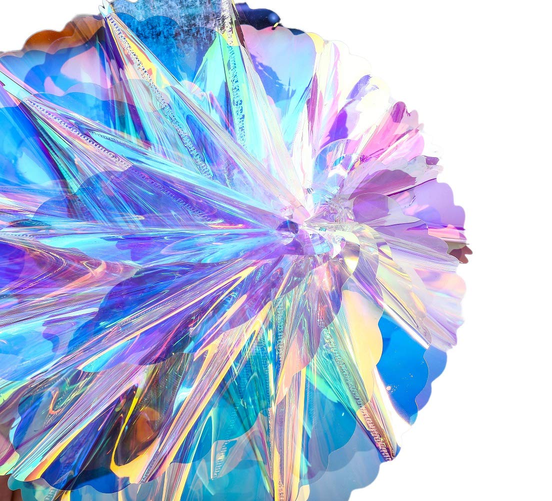 Hanging Decorations Iridescent Honeycomb Ball Foil Ceiling Hanging Flowers for Bridal Shower Wedding Birthday Frozen Theme Party Fairy Princess Rainbow Show Decoration