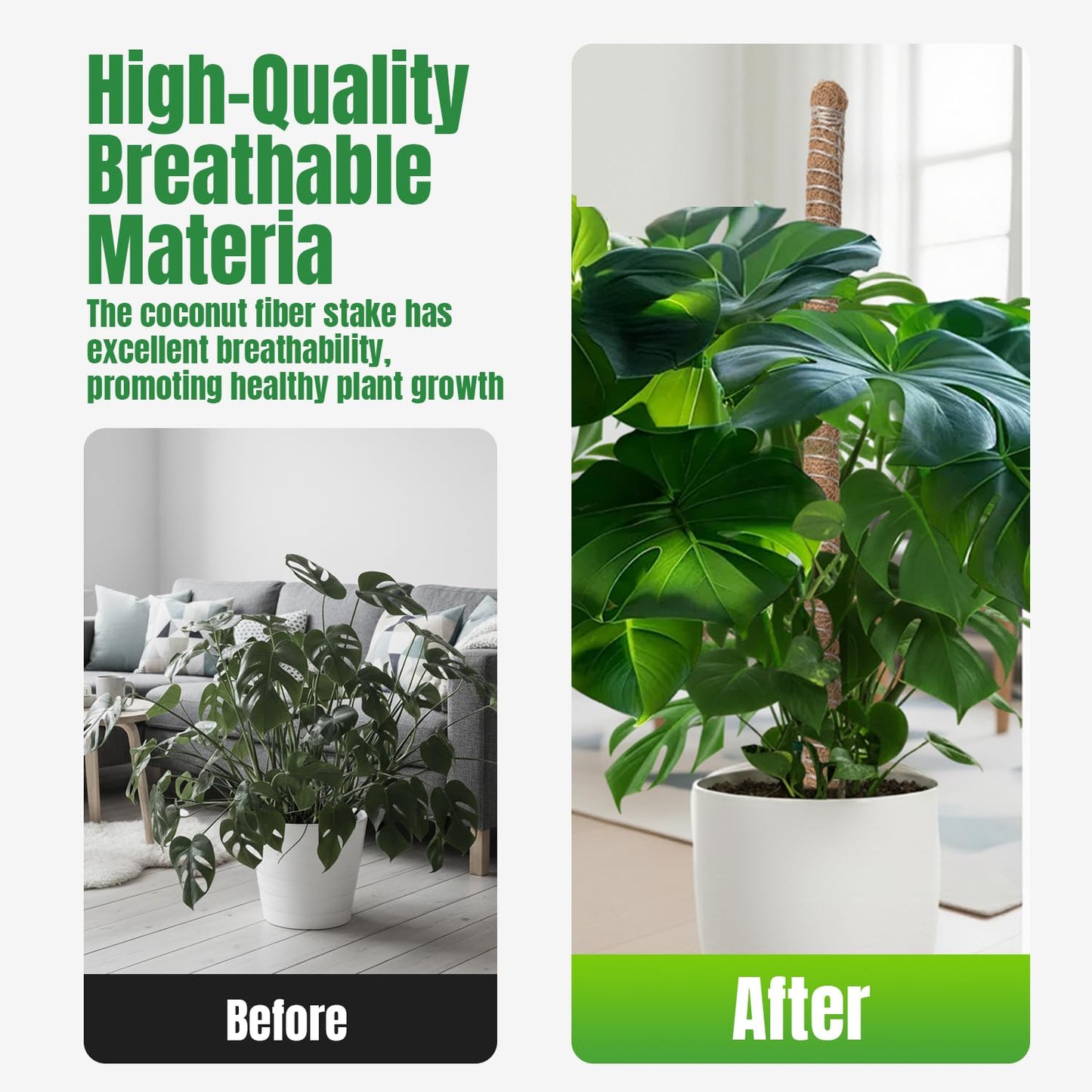 Mcbazel 47 Inch Moss Pole for Plants Monstera, Monstera Plant Support Stick, Bold Version Bendable Moss Poles Plant Support Stick for Large Climbing Plants, Stick Support Stake Kit for Potted Plants