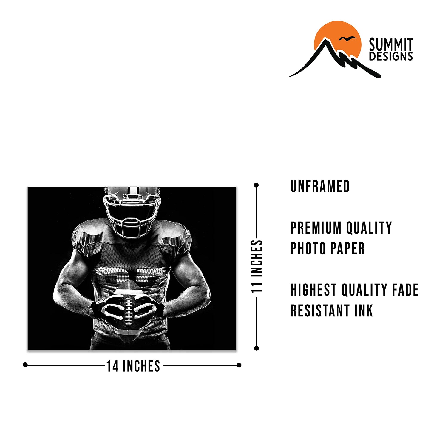 Football Pose Wall Decor Art Prints - Particle Silhouette – Single (11x14) Inch Poster Photos - Man Cave, Bedroom Decor Kids Boys Girls Gift Idea