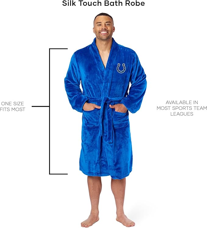 NFL Adult Unisex Silk Touch Bathrobe, Officially Licensed Loungewear, Soft Plush Polyester