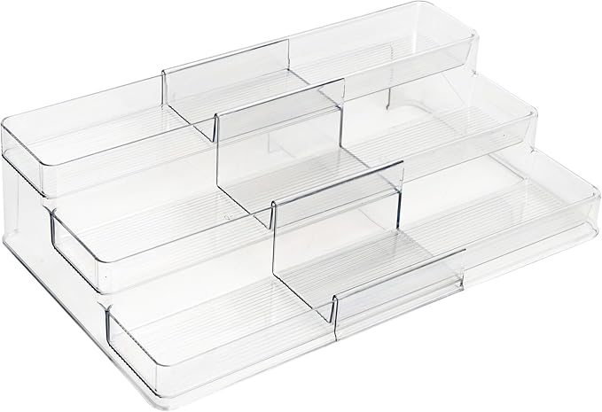 Dial Industries 3 Tier Expandable Kitchen Cabinet Shelf Organizer, Clear
