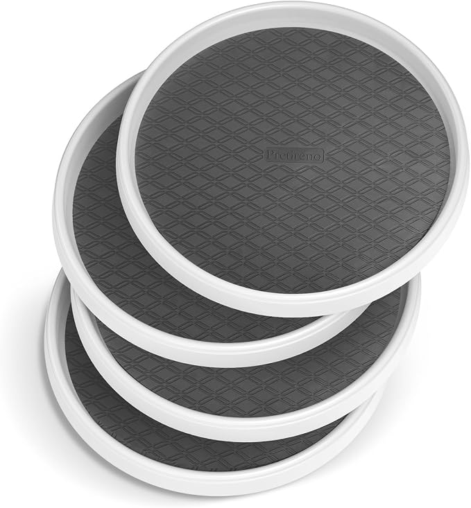 Lazy Susan Turntable Organizer 4 Pack - 10 Inch 360° Rotating Trays for Kitchen Cabinet, Pantry, Countertop, Fridge - Non-Skid Spice Rack Storage for Bathroom, Vanity, Makeup