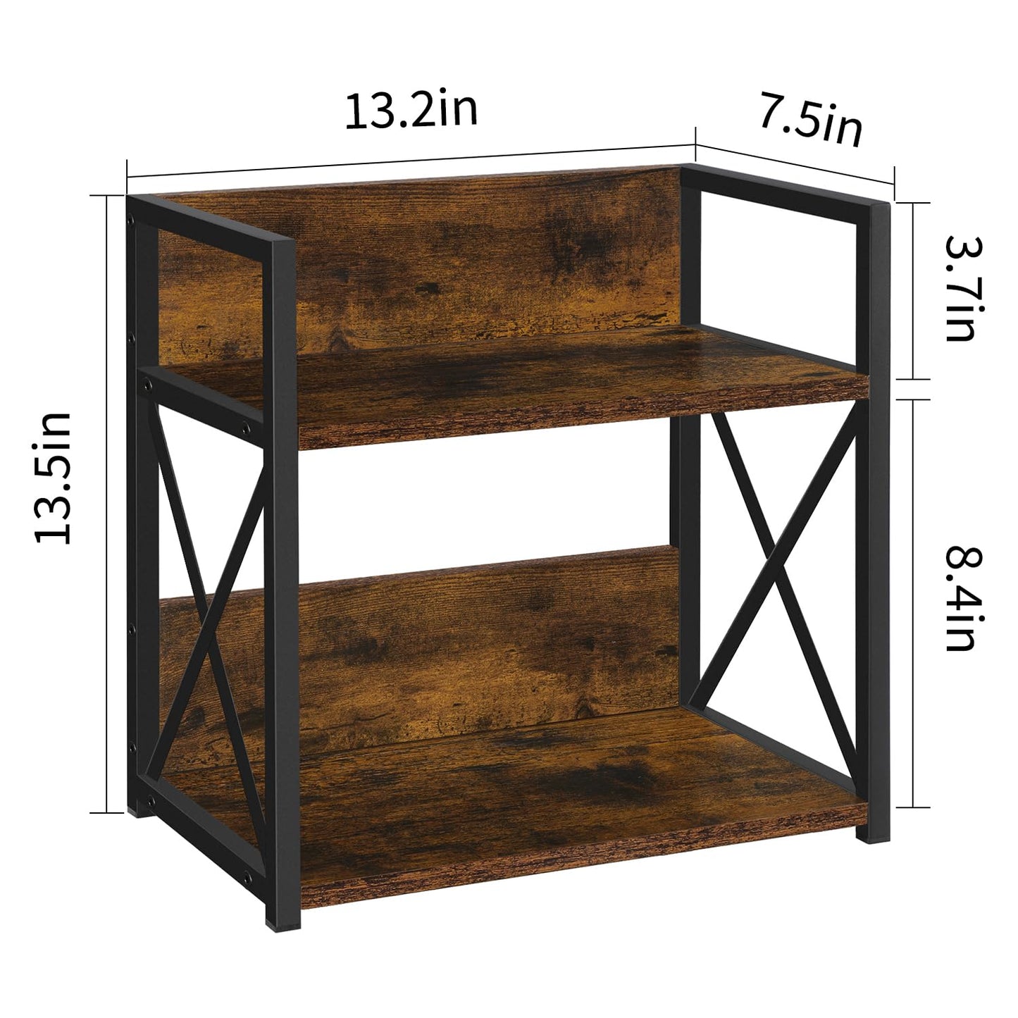 YINMIT Countertop Shelf Organizer,Coffee Bar Accessories,Spice Rack,Coffee Counter Shelf,2 Tier Coffee Organizer Station for Mugs,Cups,Cream,Syrup(Rustic Brown, Medium)