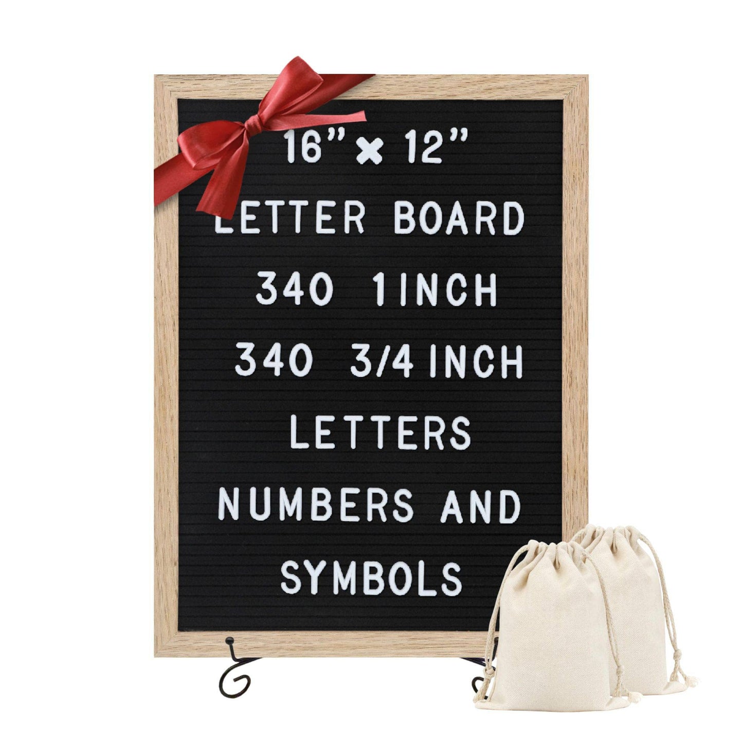TrendArti Felt Letter Board - 680 Letters, Numbers & Symbols, 16 x 12 inch, Changeable Message Board for Notes & Announcements, Wood Frame, 2 Storage Bags, Light Brown Frame