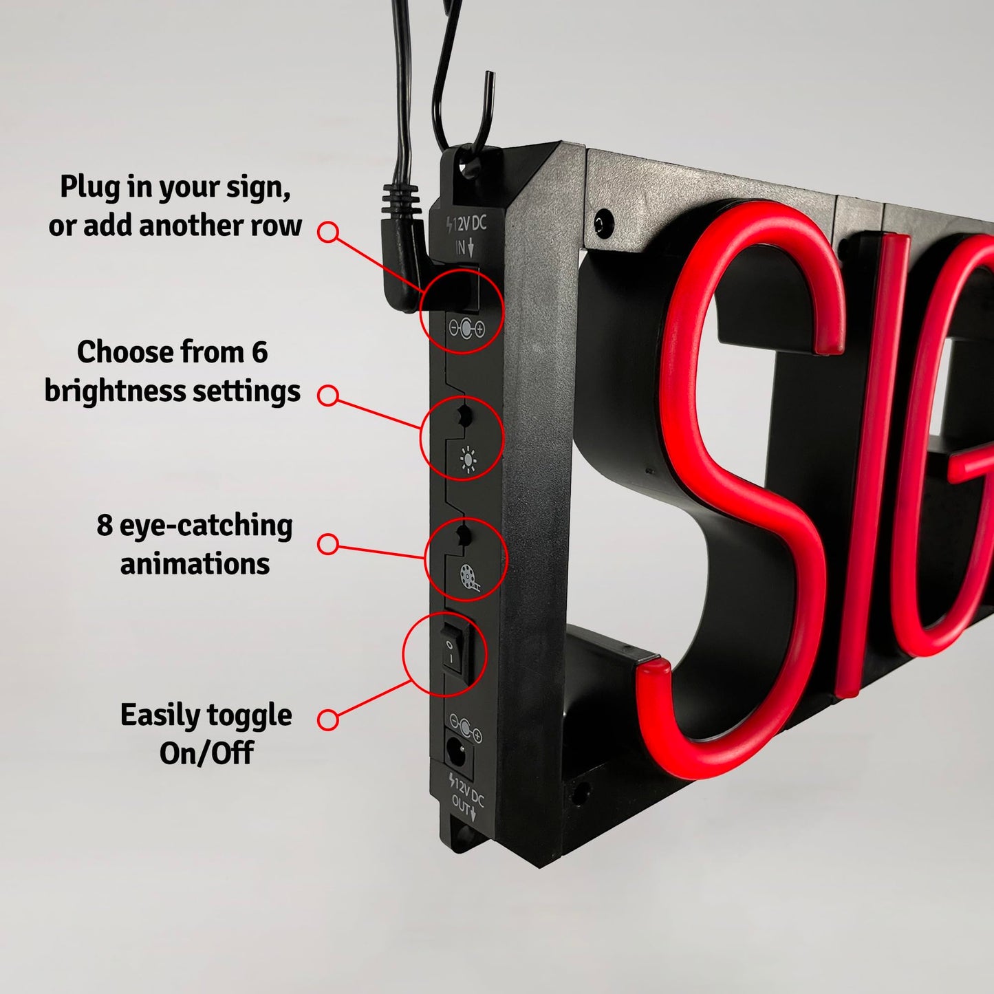 SpellBrite DRIVE THRU OPEN Sign for Business | Open Signage with Neon Look, Red LED Light Source | 18.0" x 23.8"